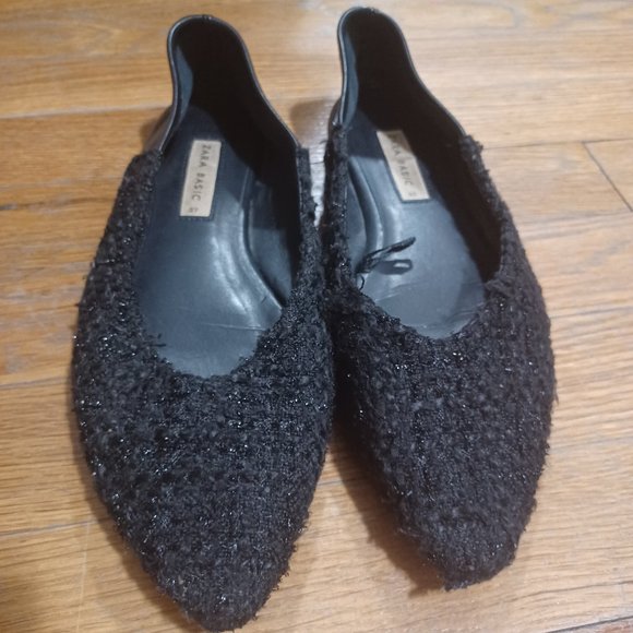 Zara Black Two-Toned Shimmery Pointed Flats Women's Size US 6.5, EU 37 - Picture 12 of 14